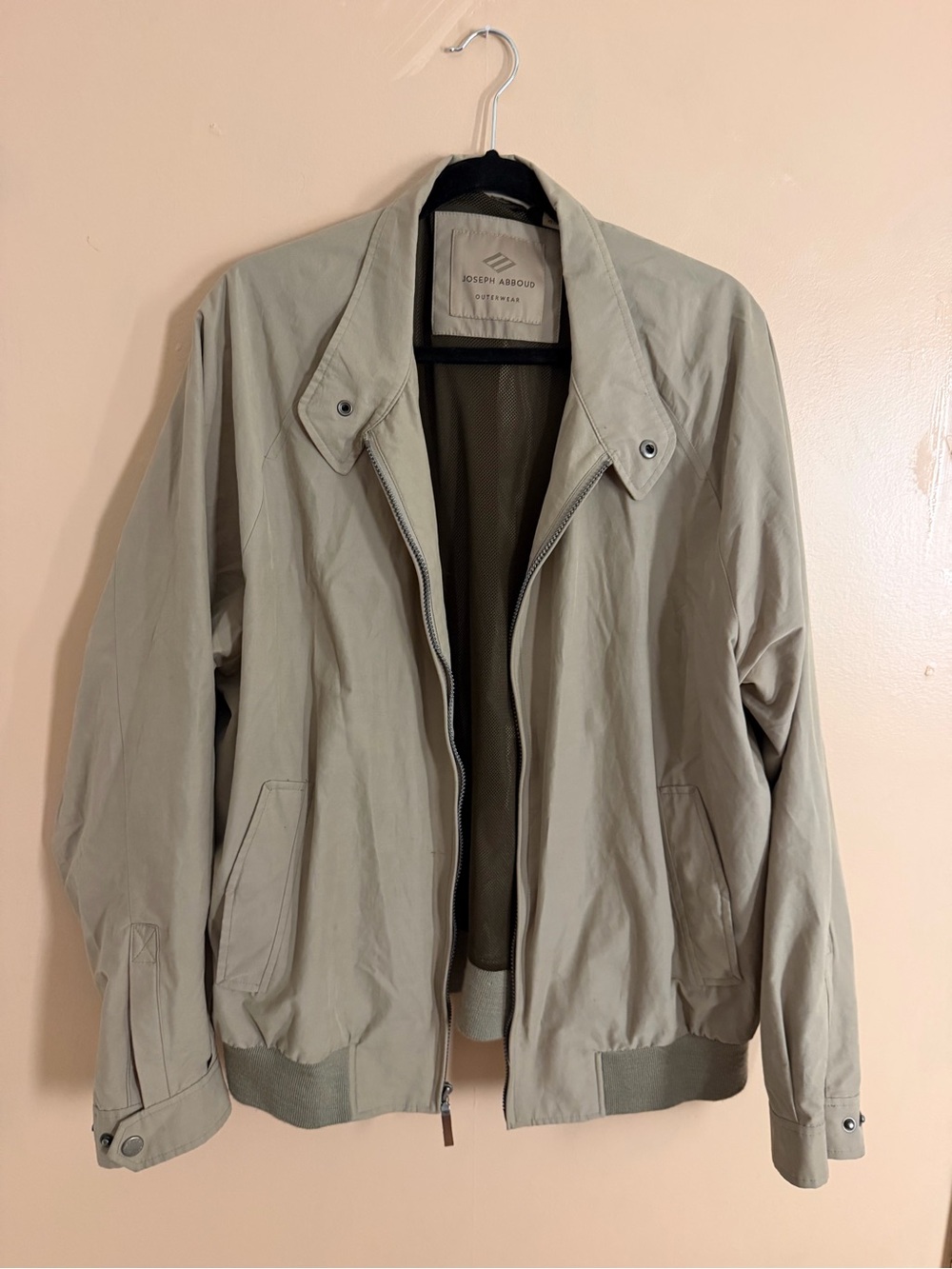 Joseph Abboud Men's Beige Lightweight Bomber Jacket
